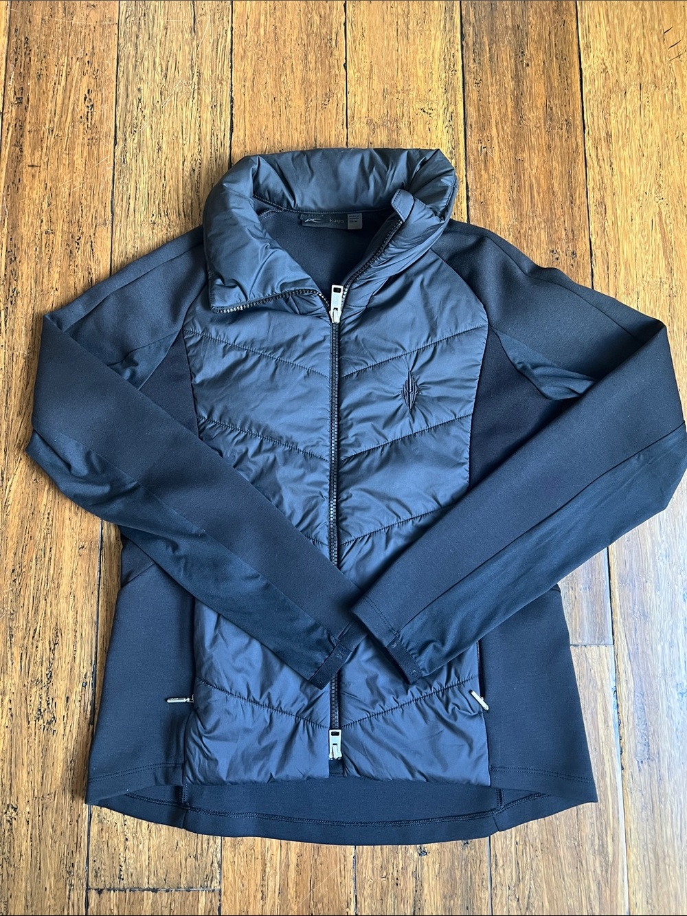 Women's Black Hybrid Jacket - Lightweight Puffer Front